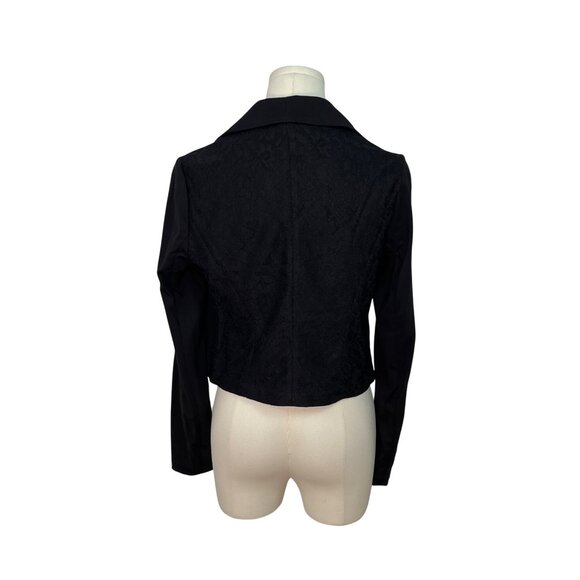 Patrizia Luca Womens Black Lace-Back Jacket With Draped Neckline Sz S - Picture 3 of 9